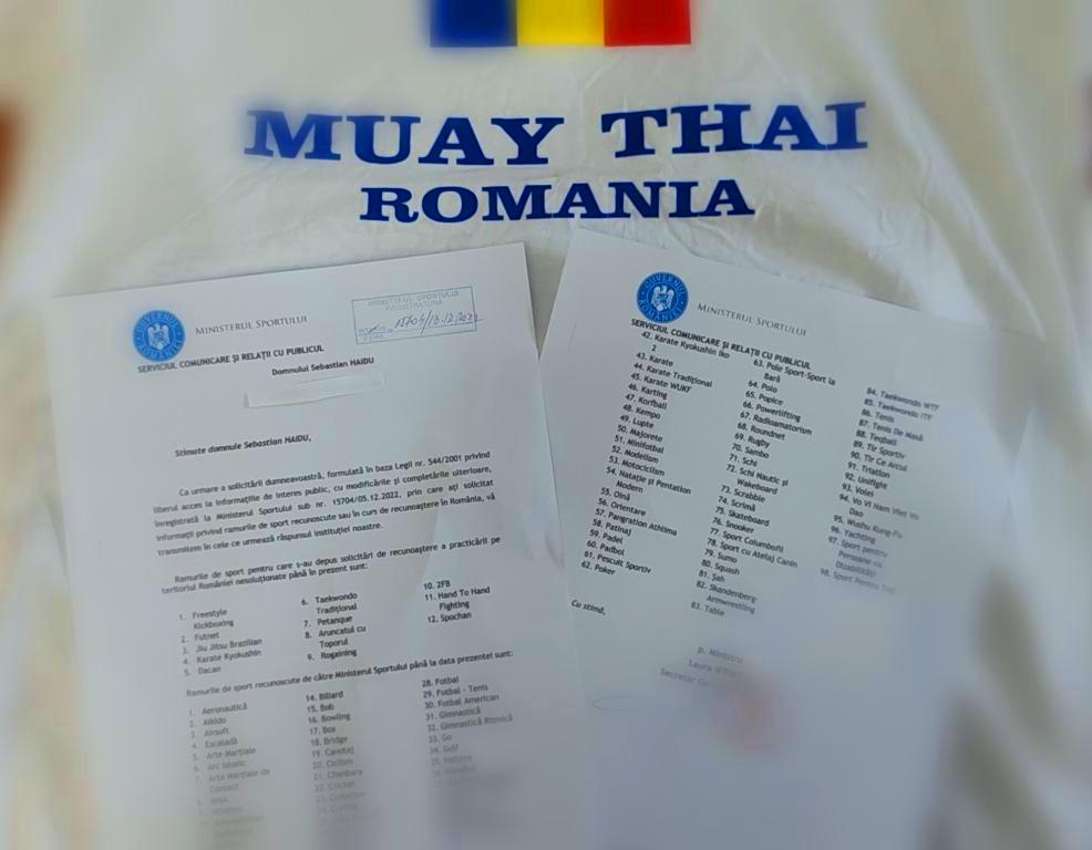 2.12.2022 - Haidu Sebastian face solicitare către Ministerul Sportului referitor la Ramurile Sportive Recunoscute în România.