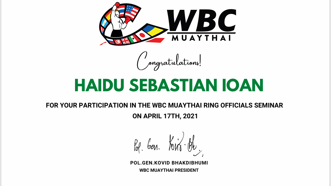 17.04.2021 - Primul Seminar pentru viitori arbitri de Muay Thai la care a participat Haidu Sebastian