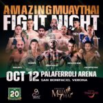 Pe 12 octombrie, la PALAFERROLI ARENA din San Bonifacio, Verona, este programată o seară extraordinară de acțiune MuayThai de elită. În evenimentul principal al galei Amazing MuayThai Fight Night, se anunță o confruntare electrizantă: Yodpt Petchrungruang se va înfrunta cu Kiewpayak Jitmuangnon pentru titlul mondial WBC MuayThai la categoria super-pană. Această luptă de gală promite un spectacol de înalt nivel, evidențiind măiestria tehnică și tenacitatea a doi dintre cei mai buni luptători din MuayThai, sub semnul aniversării a 20 de ani de existență a acestui eveniment de prestigiu.